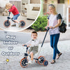 Kids 4-in-1 trike bike in navy with adjustable seat and parent push handle, suitable for indoor or outdoor play.
