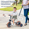 Kids trike bike in navy with adjustable parent push handle and seat height, designed for ages 2-4, featuring non-slip.
