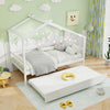 Kids Twin Size House Bed with Trundle and Roof-White - Gallery View 1 of 10