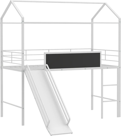 Costway Kids Twin Loft Bed w/ Ladder & Slide 46482623 New