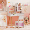 Kids Vanity Set Pretend Play Dressing Table Set with 3-Color Lighting Modes Adjustable Brightness and Mirror Cabinet-White - Gallery View 1 of 11