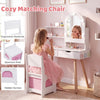 Kids vanity set featuring a comfortable chair with a spacious seat, perfect for dressing up and pretend play activities.