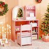 Kids Vanity Set Princess Girls Makeup Vanity Desk with Chair and 3-Color LED Lighted Mirror-Pink - Gallery View 1 of 13