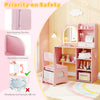 Kids vanity set in pink with LED lighted mirror, ergonomic chair, and safety features for a stylish and secure play.