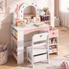 Kids Vanity Set with Colorful LED Lights and Jewelry Stand for Toddlers-White - Gallery View 1 of 11