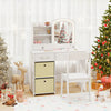 Kids vanity set in white with lighted mirror, storage drawers, and chair, perfect for dressing and creative activities.