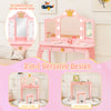 Detachable top of the pink kids vanity set, transforming it into a functional writing desk with ample surface space.