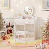 Kids Vanity Set with Mirror Princess Makeup Dressing Desk and Chair Set with Mirror-White - Gallery View 1 of 11