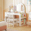Kids Vanity Table and Chair Set with Lighted Mirror for Kids Aged 3+ Years Old-White - Gallery View 1 of 13