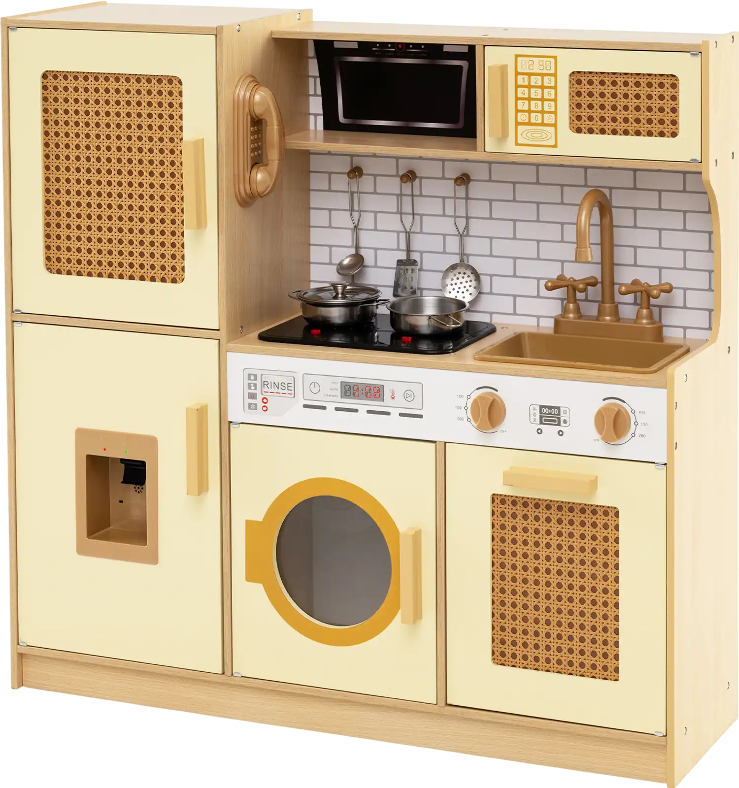 Costway Kids Wooden Play Kitchen Set Realistic Lights Sounds 132546879 New