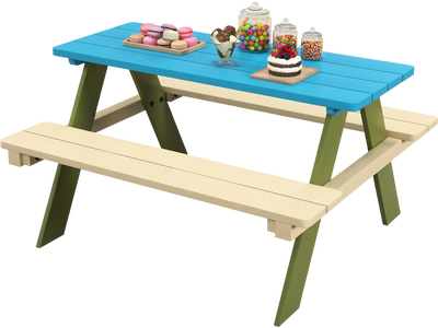 Costway Kids Wooden Picnic Table Set Activity Dining Built-in Benches 24731895 New