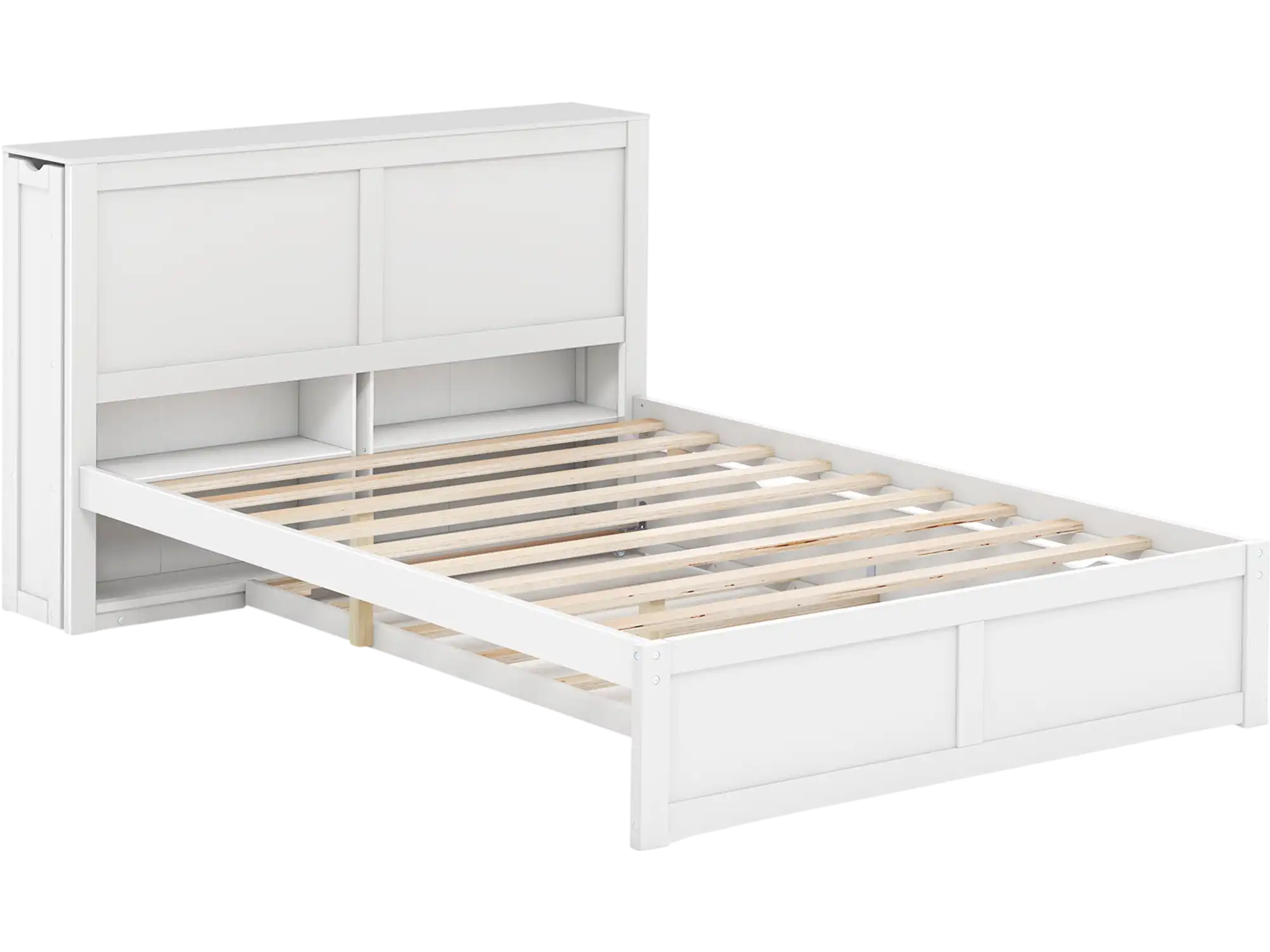 Costway Kids Wooden Platform Bed w/ Trundle Storage Headboard Twin/Full 81349627 New