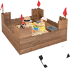 Kids Wooden Sandbox with Bottom Liner and Red Flags