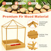 Kids wooden sandbox with canopy, made of premium fir wood, featuring breathable windows and hidden storage for outdoor.