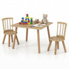 Kids wooden table and chairs set with pine wood frame, ideal for toddlers to play, learn, and draw in safety.