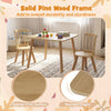 Kids wooden table and chairs set with solid pine wood frame, splinter-free surface, and rounded edges for safety.