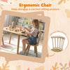 Kids wooden chair with curved backrest, made of durable pine wood, promotes good posture for toddlers during playtime.