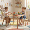 Kids Wooden Table and Chairs Set 3-Piece Toddler Furniture with Pine Wood Frame-Natural - Gallery View 1 of 10