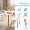 Kids wooden table and 2 chairs set with natural pine wood legs, perfect for play and learning in children's rooms.