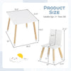 Kids wooden table and 2 chairs set in white, made of pine wood and MDF, perfect for activities in playrooms or nurseries.
