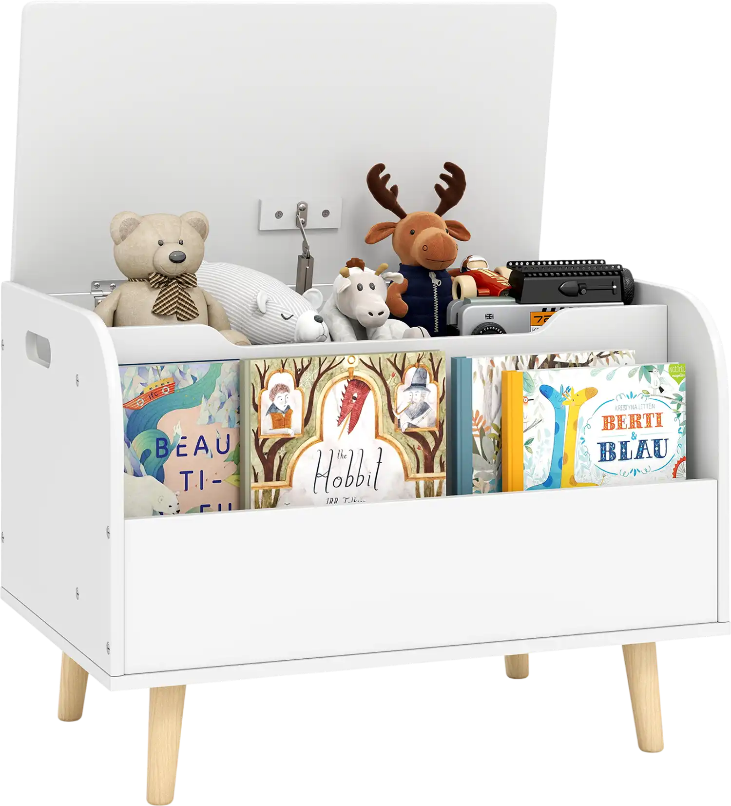 Costway Kids Wooden Toy Box Front Bookshelf Playroom Storage 21244693 New