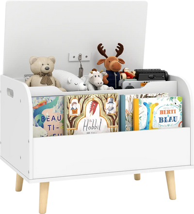Costway Kids Wooden Toy Box Front Bookshelf Playroom Storage 21244693 New