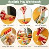 Kids wooden toy workbench featuring tools and accessories for imaginative play, made from natural fir wood for safety.