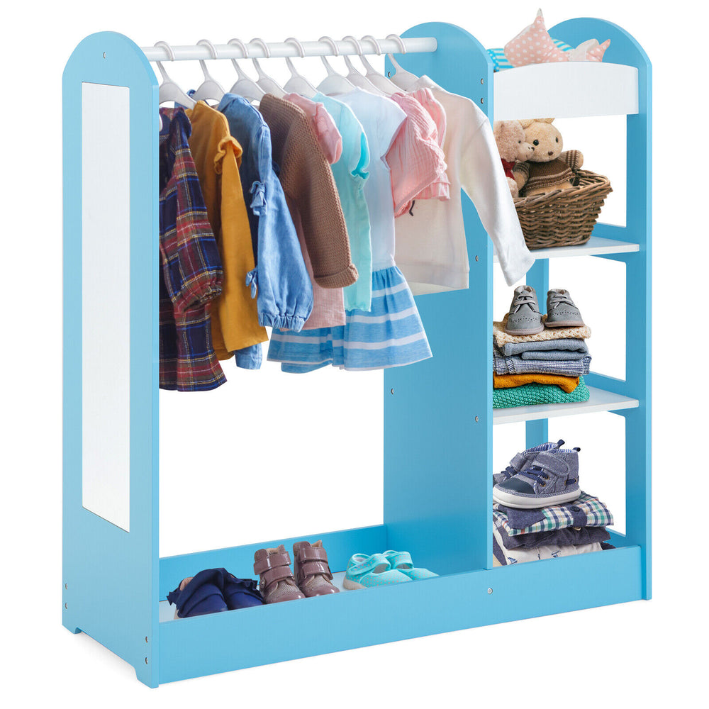 Kids Dress Up Storage with Mirror-Blue - Gallery View 1 of 10