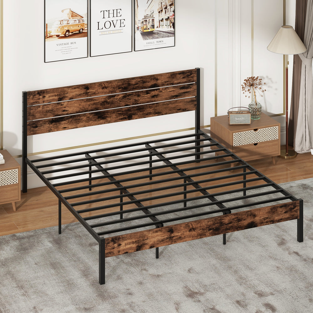 Full/King/Queen/Twin Size Bed Frame with High Headboard and Mute Bar-King Size - Gallery View 1 of 10