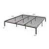 King size metal bed frame with heavy-duty support slats, minimalist design, and ample under-bed storage space.