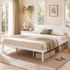 King Size Wooden Platform Bed Frame with Curved Headboard-White - Gallery View 1 of 9