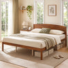 King Size Wooden Platform Bed Frame with Curved Headboard-Walnut - Gallery View 1 of 9