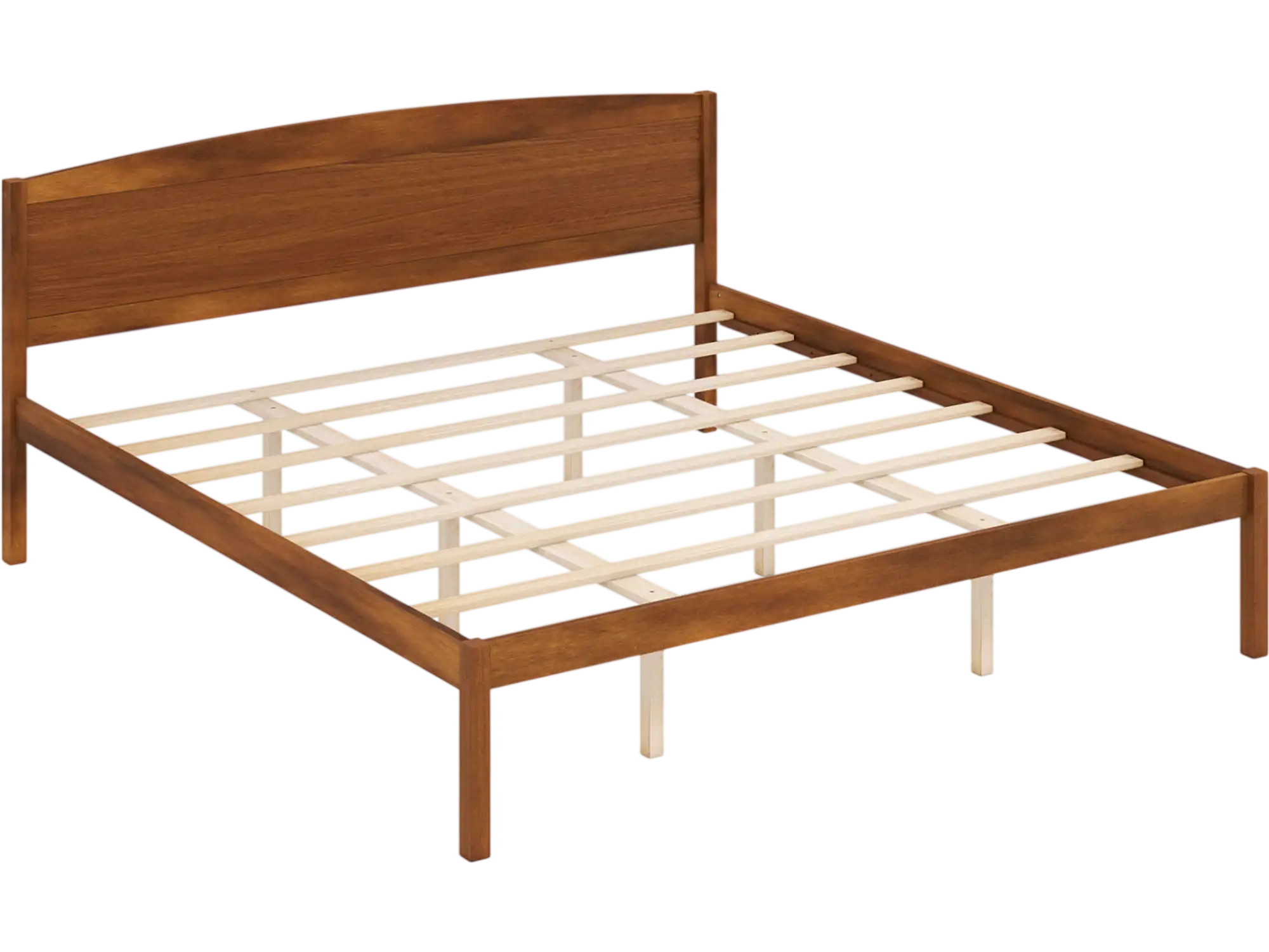 Costway King Size Wooden Platform Bed Frame Curved Headboard 14975711 New