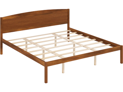 Costway King Size Wooden Platform Bed Frame Curved Headboard 14975711 New