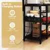 Kitchen bakers rack with built-in charging station, featuring 2 AC outlets, USB port, and Type-C for versatile kitchen.