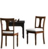 Set of 2 brown kitchen dining chairs with linen fabric, featuring flip-up seats for storage and natural acacia wood.