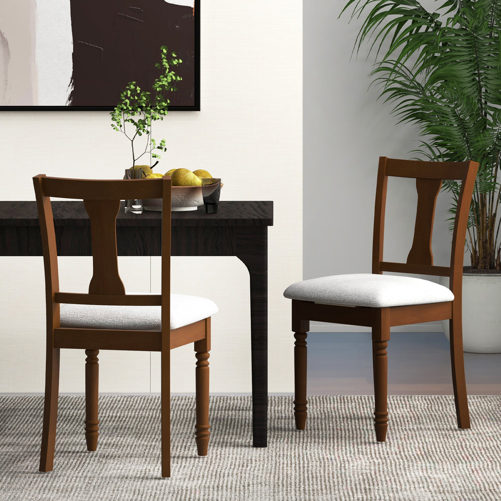 Set of 2 Kitchen Dining Chair with Linen Fabric and Storage Space-Brown - Gallery View 1 of 8