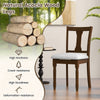Brown kitchen dining chair with natural acacia wood legs, featuring a linen fabric seat and convenient storage space.