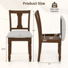 Brown kitchen dining chair set with linen fabric, storage space, and acacia wood legs; dimensions and max load capacity.