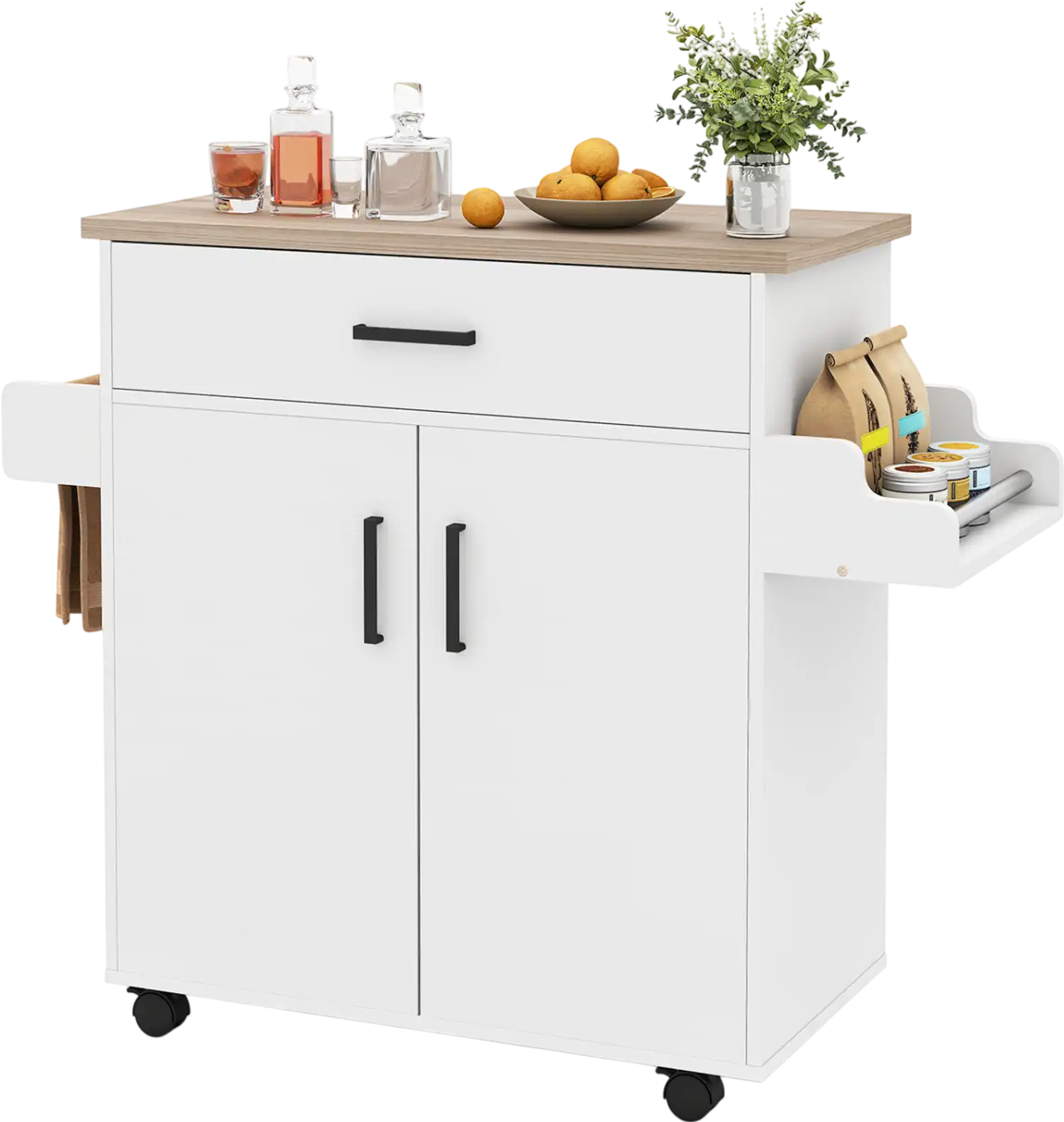 Costway Rolling Kitchen Island Cart Storage Drawer 22124064 New