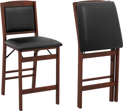 Costway Set of 2 Folding Kitchen Island Bar Stools Rubber Wood Legs 26153749 New