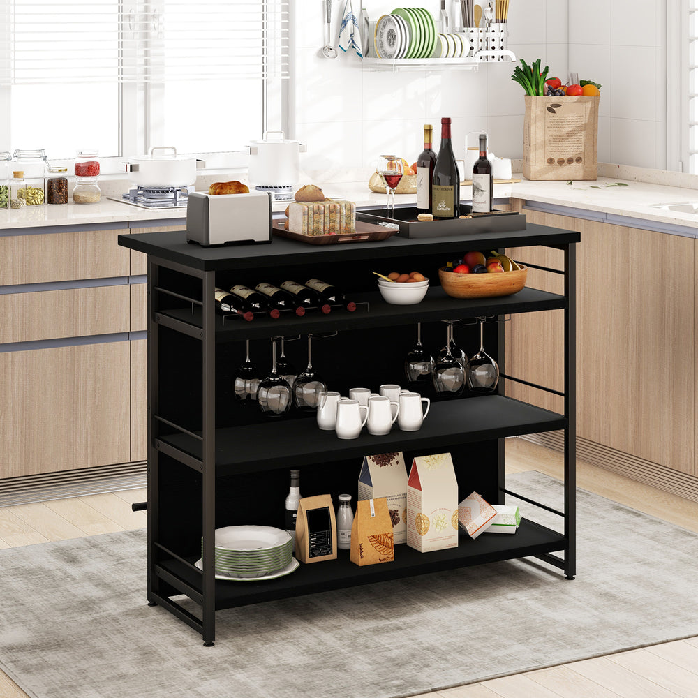 Costway Kitchen Island with 4-Tier Storage Shelf and Long Footrest New