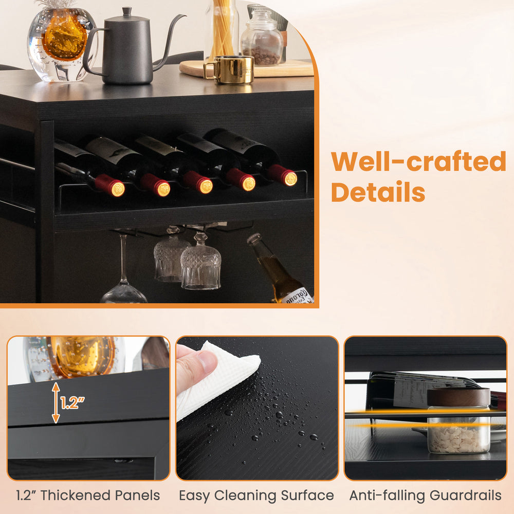 Costway Kitchen Island with 4-Tier Storage Shelf and Long Footrest New