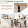 Costway Kitchen Island with Drop Leaf Countertop and 3-Level Adjustable Shelves New