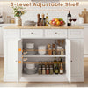 Costway Kitchen Island with Drop Leaf Countertop and 3-Level Adjustable Shelves New