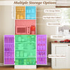 Freestanding 67-inch white kitchen pantry cabinet with microwave shelf and multiple storage options for organized.