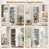 Kitchen pantry cabinet in white with adjustable shelves, suitable for living room, study room, or dining room storage.