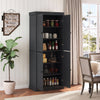 Kitchen Pantry Cabinet with 2 Adjustable Shelves and Anti-Tipping Kits for Living Room-Black - Gallery View 1 of 11