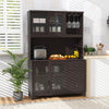 Costway Kitchen Pantry Storage Cabinet with LED Lights and Power Outlet New