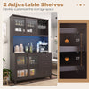 Costway Kitchen Pantry Storage Cabinet with LED Lights and Power Outlet New